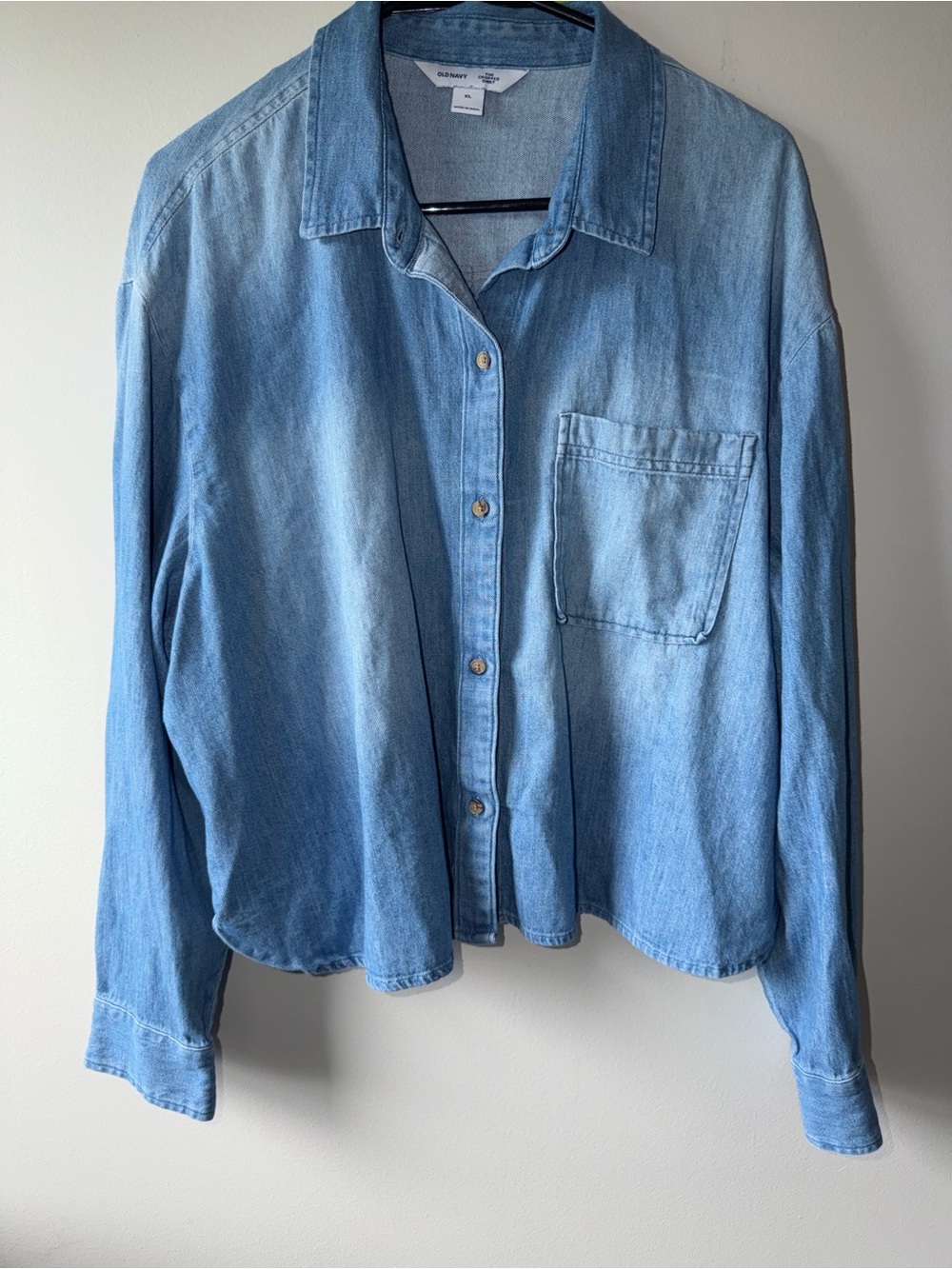 Old Navy Light Blue Cropped Denim Shirt
